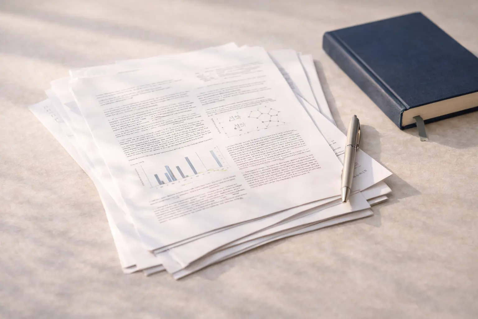 Articles scientifiques et carnet de notes illustrant l’analyse de la recherche en médecine de la longévité