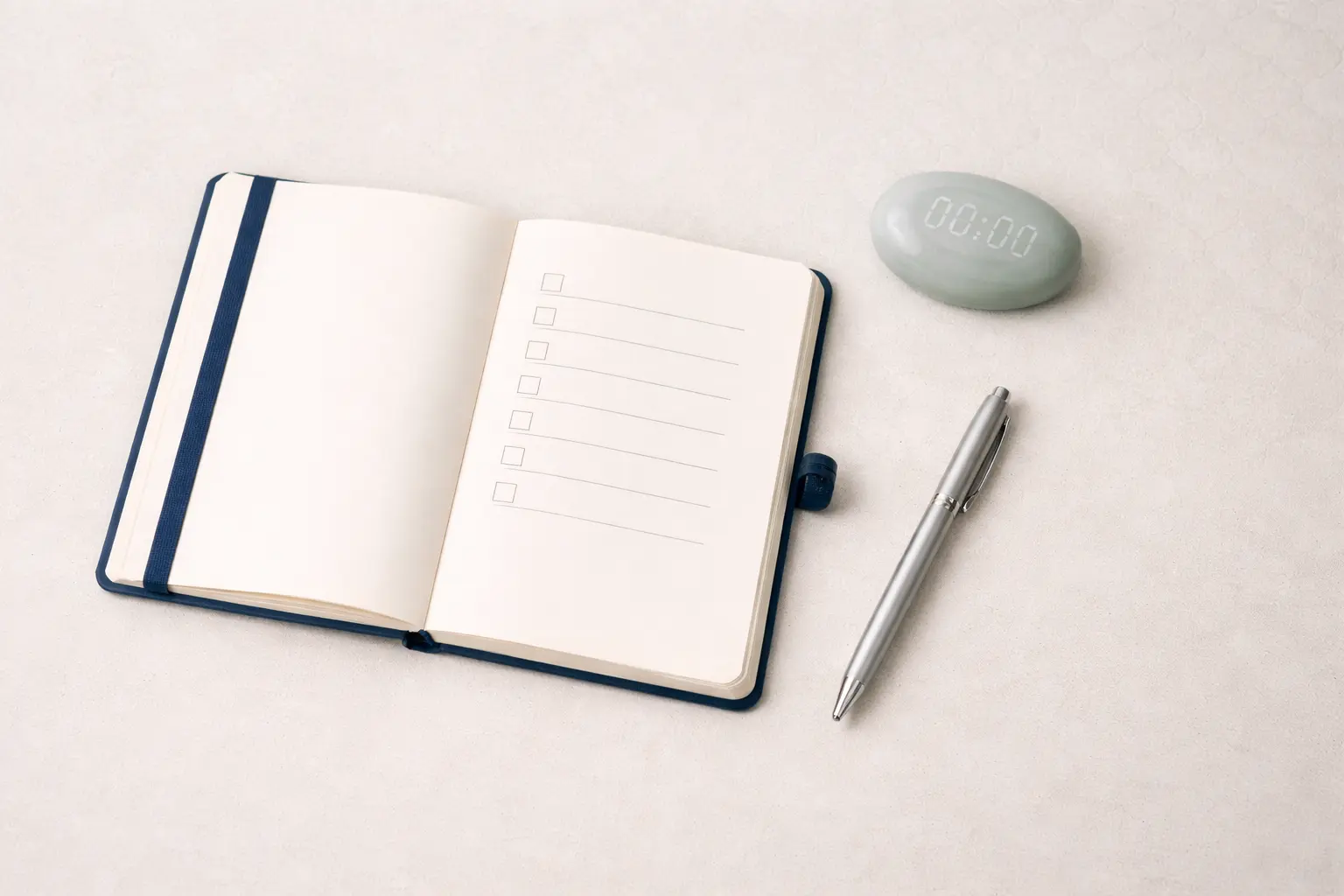 Checklist minimaliste illustrant les fondamentaux de santé masculine et de longévité