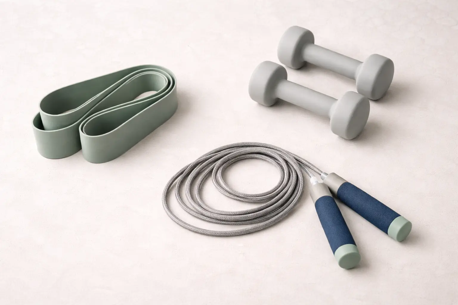 Matériel de fitness minimaliste illustrant l’activité physique pour la santé masculine et la longévité