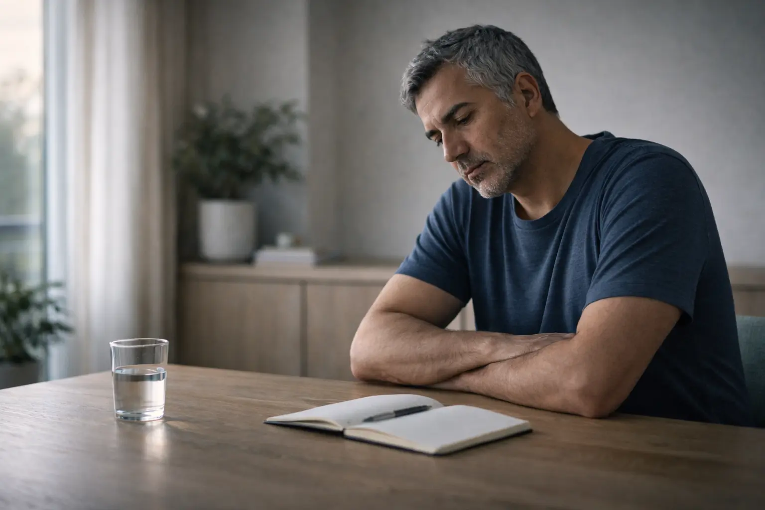 Visuel éditorial illustrant la fatigue, la baisse de vitalité et les mécanismes hormonaux dans une ambiance premium et médicale