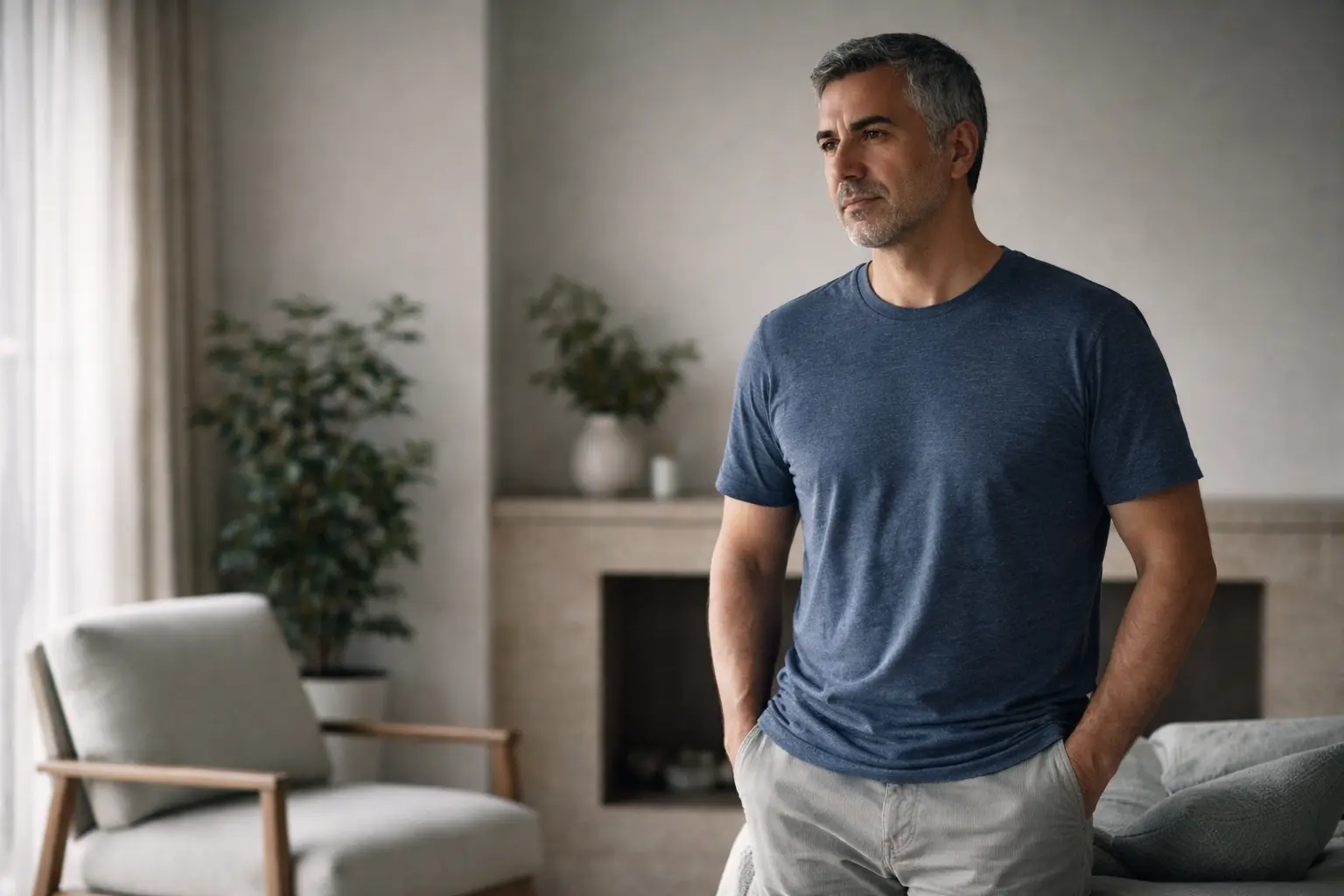 Guide énergie vitalité et santé hormonale illustré par un visuel éditorial premium masculin dans une ambiance calme et lumineuse